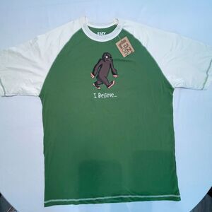 New Big Foot "I Believe" Lazy One 100% Cotton Jersey Style Shirt Unisex Men's XL
